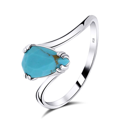 Blue Turquoise Silver Rings NSR-2473